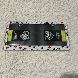 Paw Print License Plate Frame with Hearts